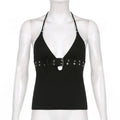 y2k Bandage Crop Top Black Backless  Top Lace Up Cute Party Beach Summer Sweats Women Retro Basic Mini Vest Punk Quick Pick Grocers