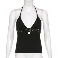 y2k Bandage Crop Top Black Backless  Top Lace Up Cute Party Beach Summer Sweats Women Retro Basic Mini Vest Punk Quick Pick Grocers
