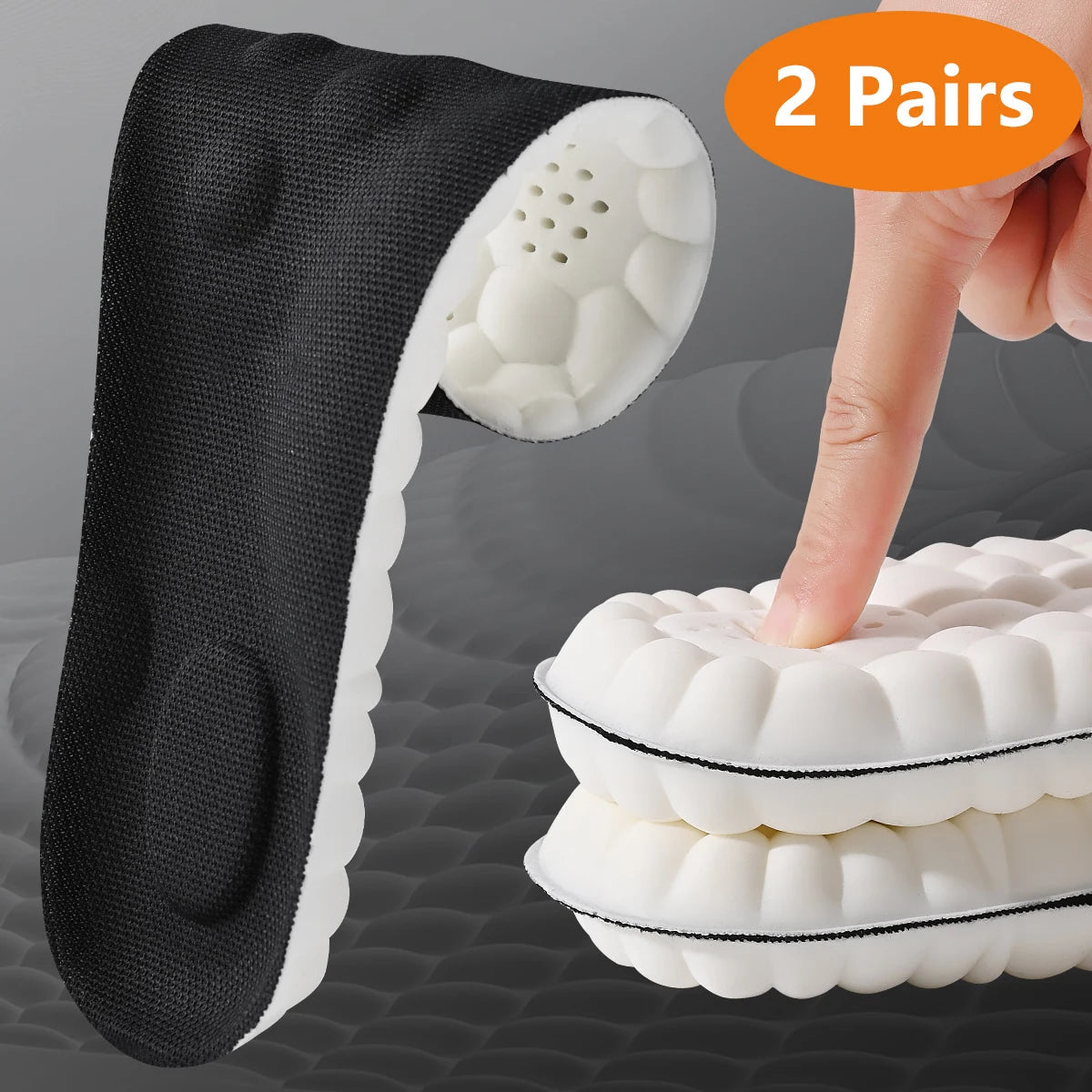 1/2/4pairs Latex Sport Insoles Soft High Elasticity Shoe Pads Orthotic Breathable Shock Absorption Cushion Arch Support Insole Quick Pick Grocers