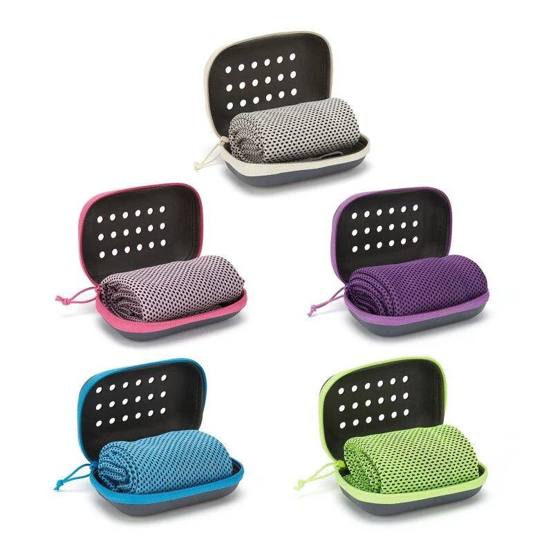 Quick Drying Cooling Towel Soft Breathable Chilly Sweat Absorption Cold Towel with Storage Box Sports Running Yoga Gym Club Quick Pick Grocers