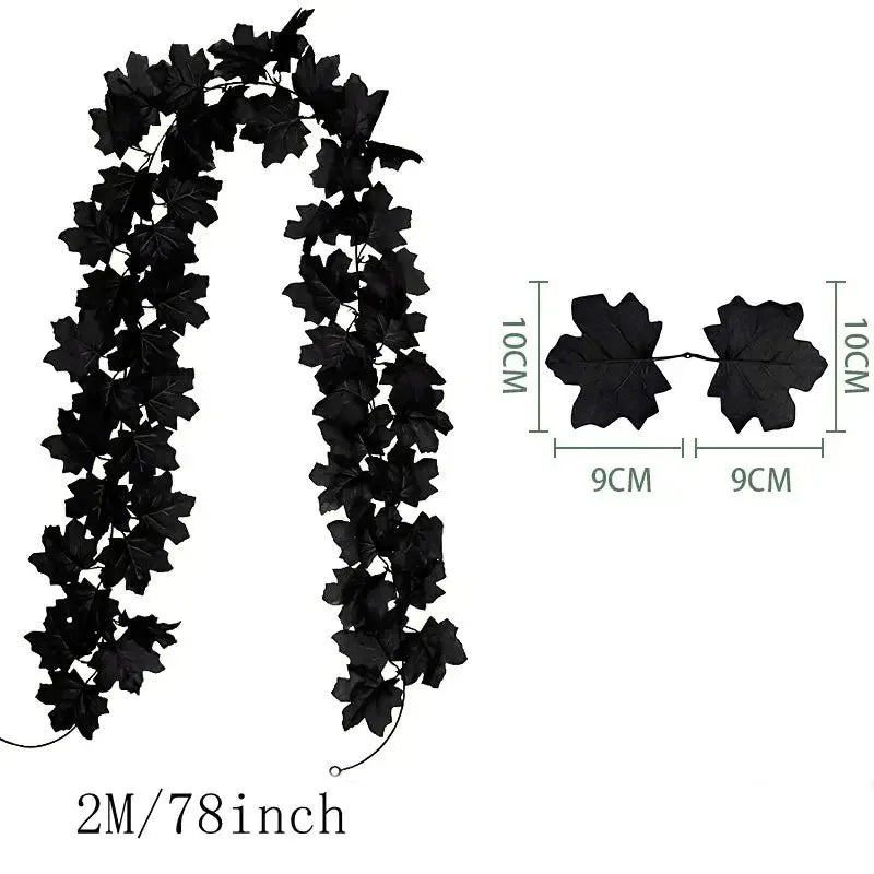 2M Artificial Fall Maple Leaf Garland Fake Plants Autumn Decor Leaves Vine for Thanksgiving Halloween Festivals Wedding Decora Quick Pick Grocers