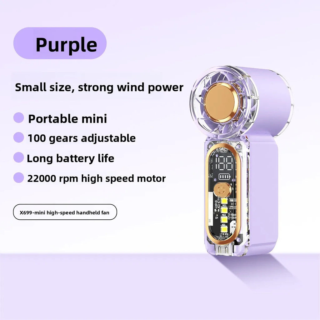 High Velocity Portable USB Charging Hand Fan Mini Powerful Pocket Fan With Strong Airflow For Summer Camping Sports Beach Travel Quick Pick Grocers