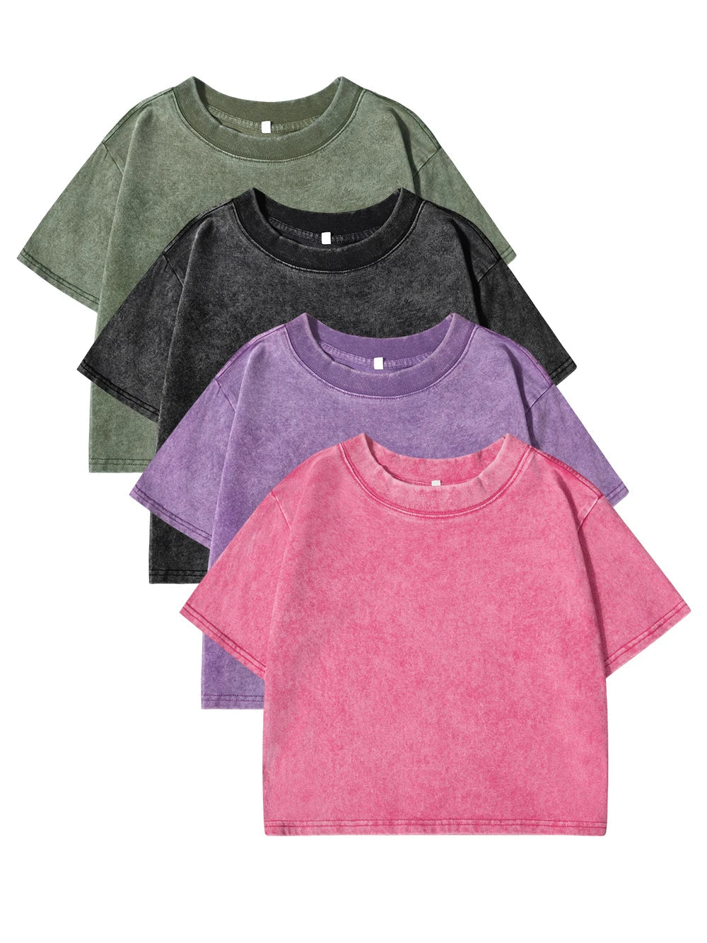 100% Cotton Washed T-Shirts For Women Loose O-Neck Crop Tops Y2k Street Female Clothes Summer Casual Vintage Short Sleeve Tees Quick Pick Grocers