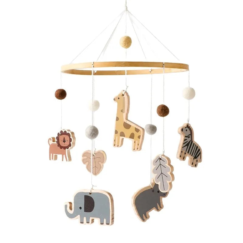 Mobile Wooden Bell Baby Toys 0-12 Months Rattle Toys Bed Newborn Crib mobile With Music Box Bed Bell Hanging Toys Crib Bracket Purest Peak