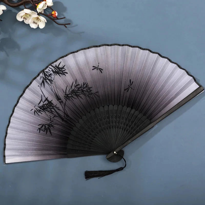 Hand Fan Foldable Silk Fan Noodles Bamboo Fan Bones Halloween Cosplay Prop Christmas Wedding Decoration Party Gifts Art Crafts Econic Blanks