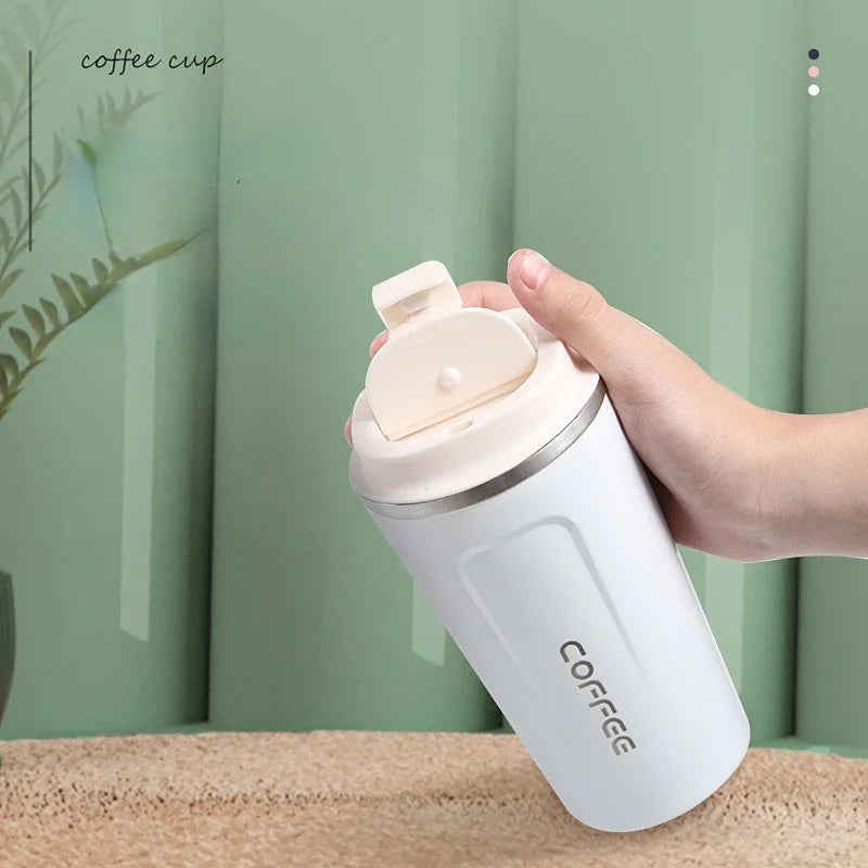 380/510ml Stainless Steel Coffee Cup Travel Thermal Mug Leak-Proof Thermos Bottle Tea Coffee Mug Office Business Style Thermos Quick Pick Grocers