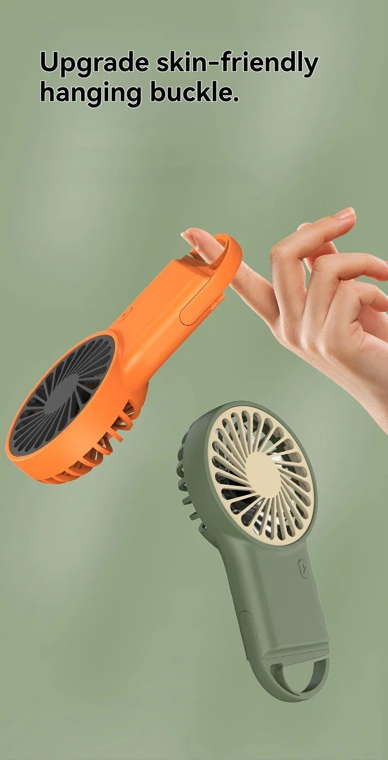 Cartoon Foldable Mini Fan USB Rechargeable Handheld Desktop Fan with Hook Portable Cooling Fan for Outdoor Travel Home Office Quick Pick Grocers
