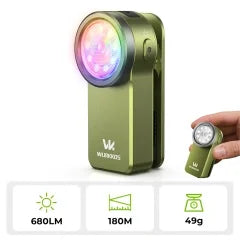 Wurkkos HD03 680LM Mini Clip Light USB C Rechargeable Pocket Flashlight Spotlight/Floodlight Portable EDC RGB Torch with Magnet