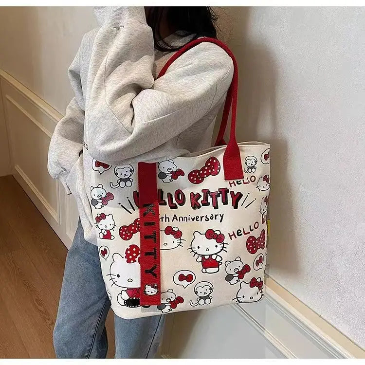 Sanrio Hello Kitty Large Capacity Shoulder Bag Cartoon Kt Cat Handbag Y2K Backpack Schoolbag Holiday Birthday Halloween Gifts Quick Pick Grocers