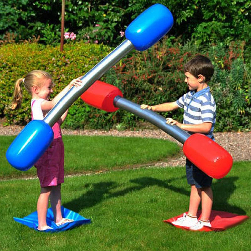 1Set Red Blue Inflatable Sticks Kids Toys Pvc Air Hammer Yard Game Sticks with Mats for Boys Girls Party Confrontation Game Toy Quick Pick Grocers