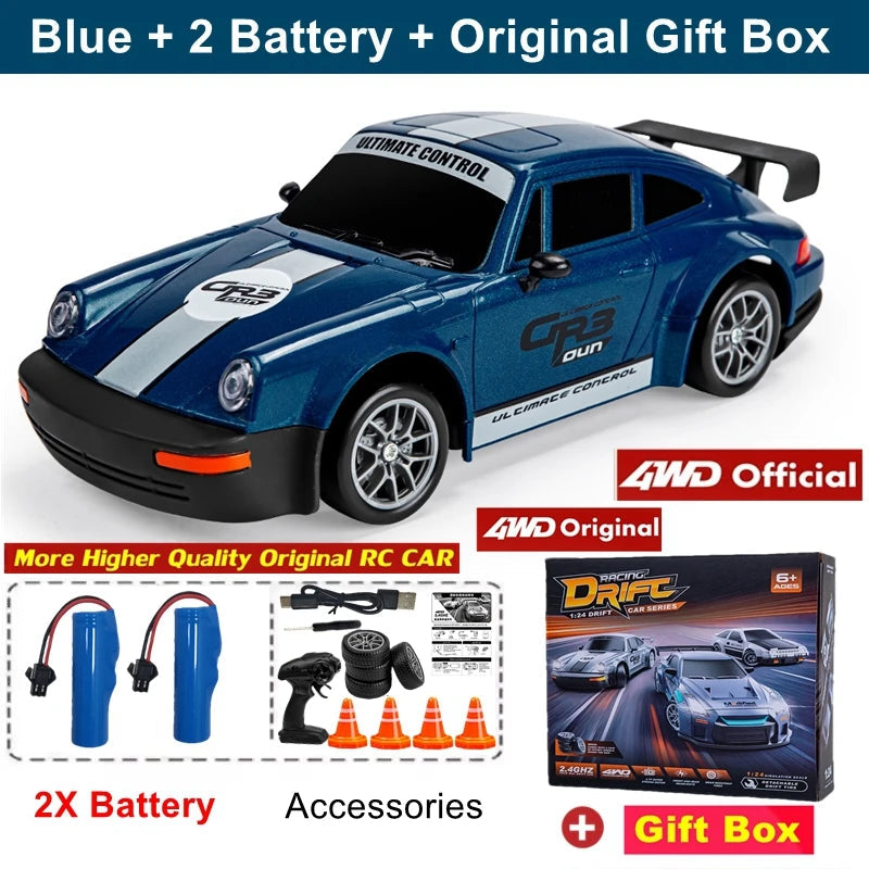New 4WD Remote Control Drift Car Full Size 1:24 Mini Remote Control Racing Car Model 2.4G Radio High Speed RC Car Boy Toy Gift Econic Blanks