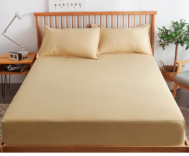 Cotton Fitted Sheet with Elastic Bands Non Slip Adjustable Mattress Covers for Single Double King Queen Bed,140/160/200cm Quick Pick Grocers