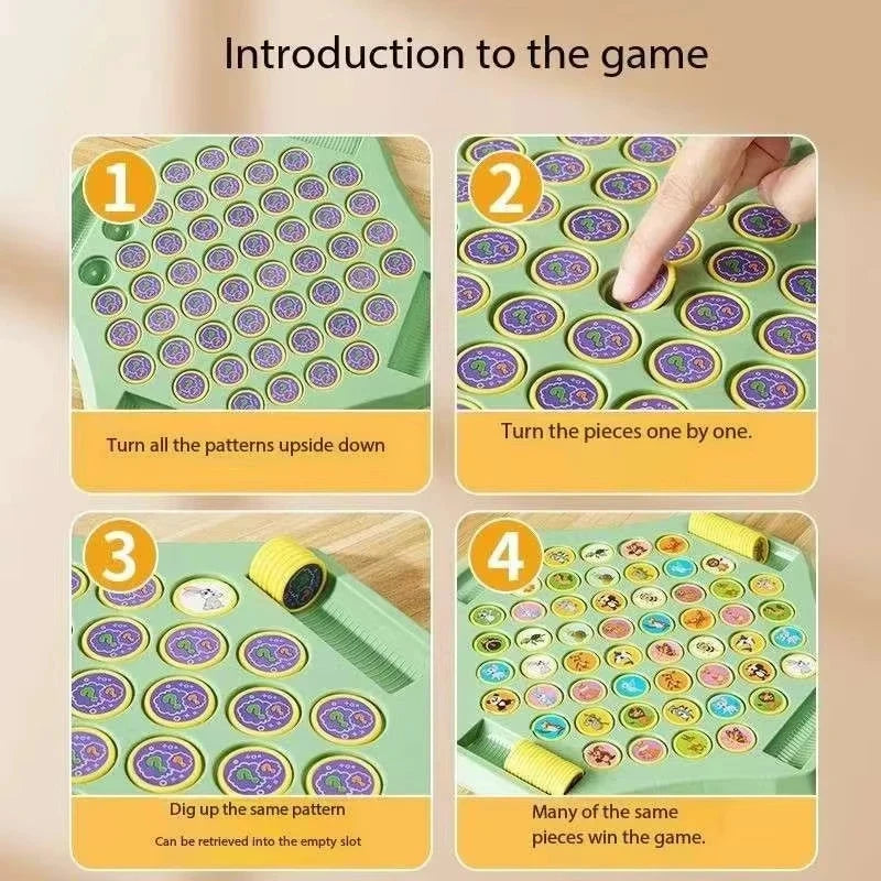 Animal Flip Chess Fun Memory Game Board Games Parent-Child Interactive Family Party Board Games Children Adult Social Table Game Econic Blanks