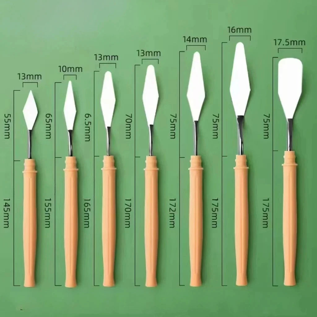 7Pcs Stainless Steel Oil Painting Knives Artist Crafts Spatula Palette Knife Mixing Knife Scraper Art Tools Econic Blanks