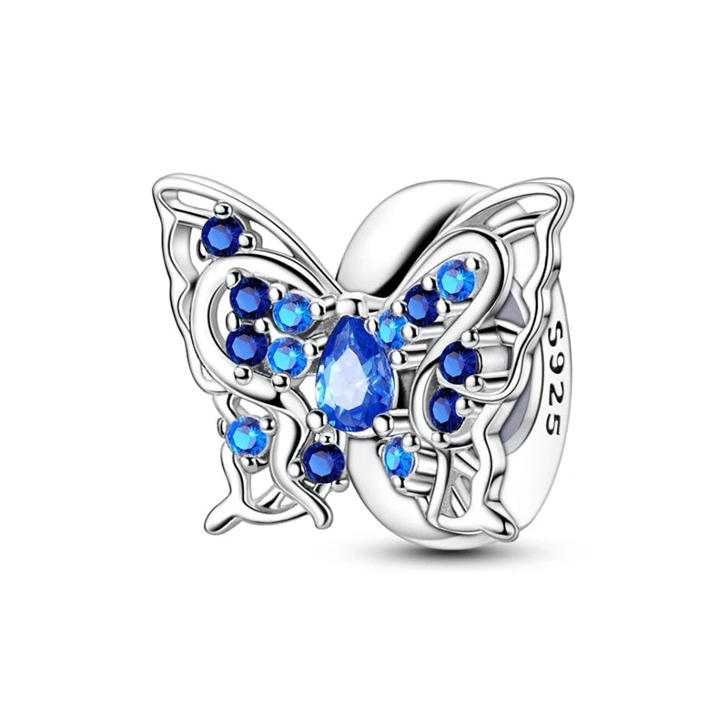 100% 925 Sterling Silver Rainbow Zircon Colorful Butterfly Dragon Shaped Silicone Stopper Charms Beads Fit DIY Bracelets Jewelry Econic Blanks