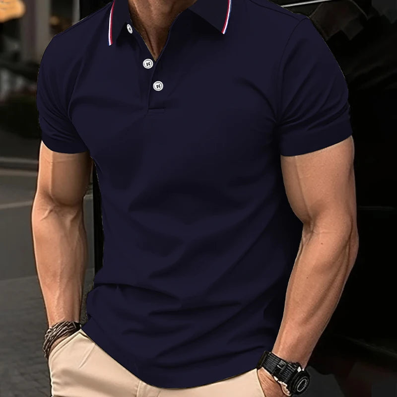 2025 Hot Sale Men's Summer Casual Breathable Comfortable Polo Shirt Men's Solid Color High Quality Short Sleeve T-Shirt Quick Pick Grocers