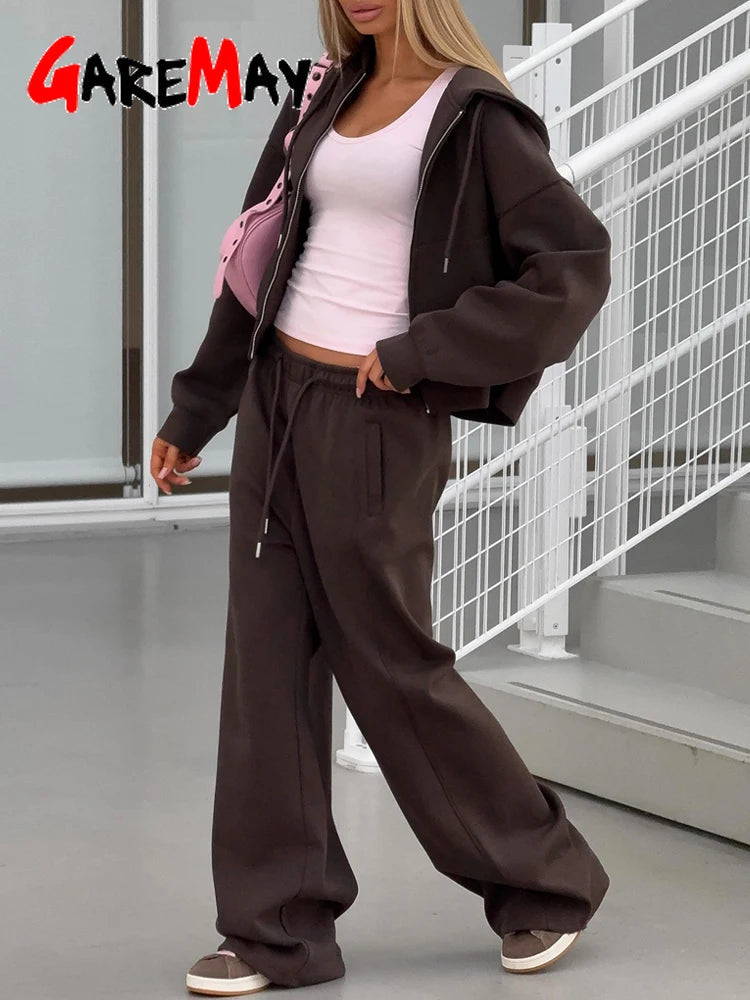 Autumn Women's Tracksuit with Zipper and Trousers Gary Casual Two Piece Set Women Casual Yellow  Pant Sports Suit with A Hood Quick Pick Grocers