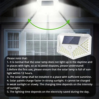 1PC Solar Light Outdoor 100 LED Wall Lamp PIR Motion Sensor Lamp Waterproof Stairs Lights for Courtyard Garden Street Decoration Quick Pick Grocers