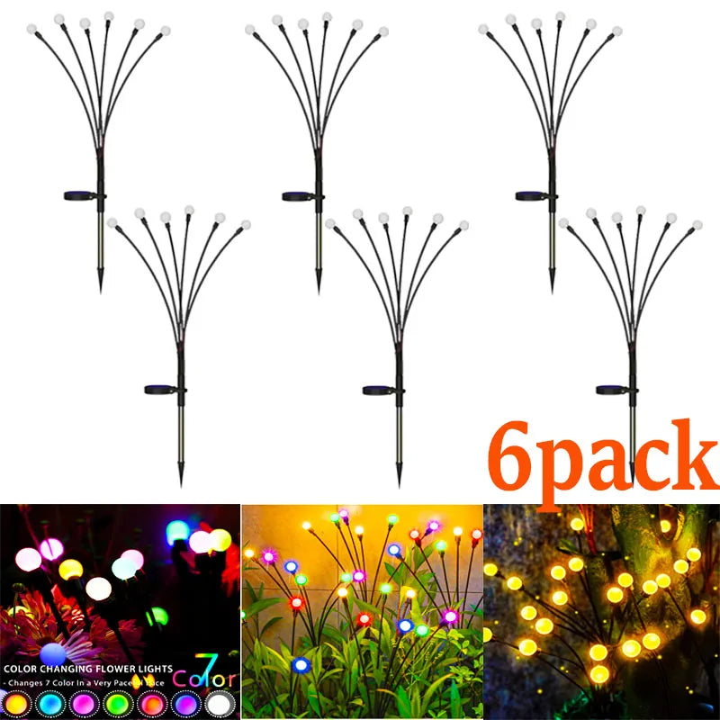 12Pack Outdoor LED Solar Lights Waterproof Starburst Solar Firefly Lights Lawn Lamp Garden Lamp for Path Landscape Decorative Econic Blanks