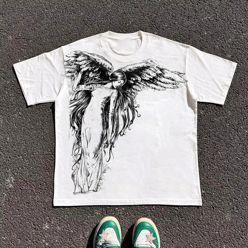 Classic Y2K Gothic Style T-shirt Print Oversized T Shirt High Street Shirts Gothic Round Neck Cotton Tops New Mens Women T Shirt Quick Pick Grocers
