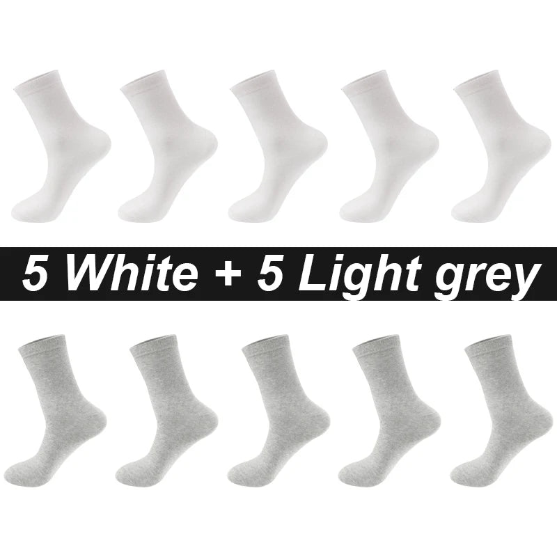 10Pairs/Lot Men Combed Cotton Socks Black Casual Business Breathable High Quality Man Sock New For Male Plus Size EU38-48 Quick Pick Grocers