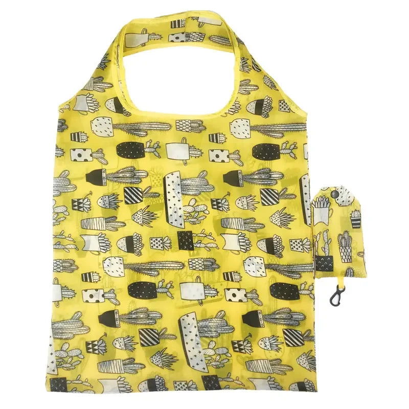 Reusable Shopping Bag Nylon Foldable Grocery Bag Creative Eco-Friendly Tote Bag Lightweight and Durable Quick Pick Grocers