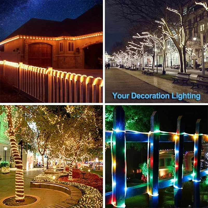 Outdoor Solar Lights Garland Rope String Lights 7-32M LED Garden Garland Waterproof Tube Lamp for Garden Christmas Decoration Quick Pick Grocers