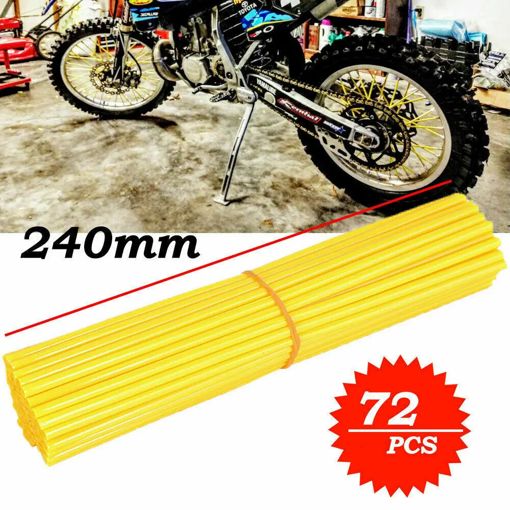 72pcs Bicycle Wheel Spoked Protector Wraps 24cm Wheel Rim Spoke Wrap Kit for Motorcycle Bike Color Rims Skin Trim Covers Pipe