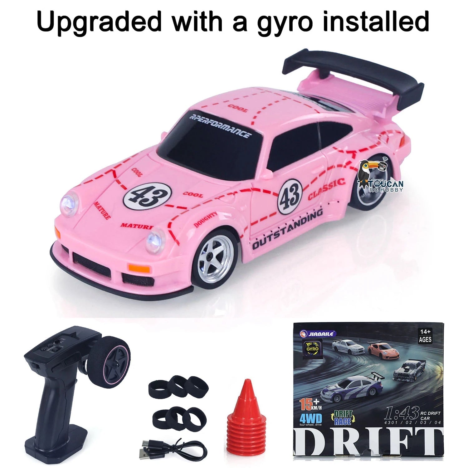 New RC Drift Car Upgraded Gyro 1/43 Racing RTR 4WD Four-wheel Drive High Speed Radio Control Model 2.4g Drift Race Car Mini Gift Econic Blanks