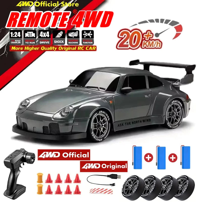 New 4WD Remote Control Drift Car Full Size 1:24 Mini Remote Control Racing Car Model 2.4G Radio High Speed RC Car Boy Toy Gift Econic Blanks