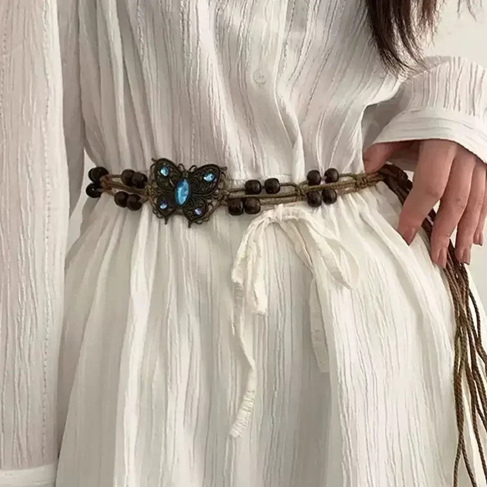 New Butterfly Tassel Waist Chain Y2K Trendy Bohemian Belt Summer Beach Accessories Vintage Flower Bohemian Belt Quick Pick Grocers