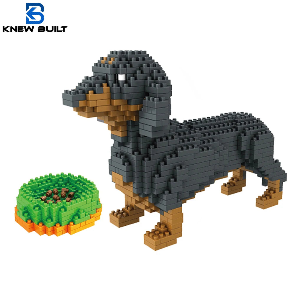 KNEW BUILT Dachshund Dog Model Mini Building Block Toy Set 9 Style for Pet Enthusiasts Teddy Hughes Corgi Collie Pet Style Brick Quick Pick Grocers