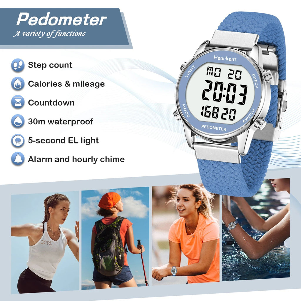 Hearkent Pedometer Sport Watches Step Counter Watch Women Digital Watches Calories Mile Stopwatch Countdown for Walking Tracker Quick Pick Grocers