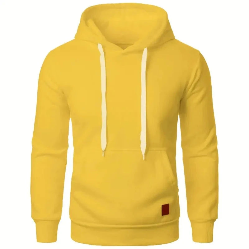 Mens Casual Hooded Collar Drawstring Hoodies Sweatshirts Long Sleeve Shirts Outdoor Streetwear Solid Color Lightweight Pullover Econic Blanks