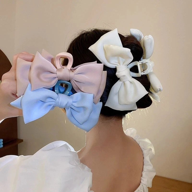 Fashion Women Bow Hairpin Korean Version Of Solid Color Butterfly Satin Hair Clips Girls Hair Accessories Headwear Quick Pick Grocers