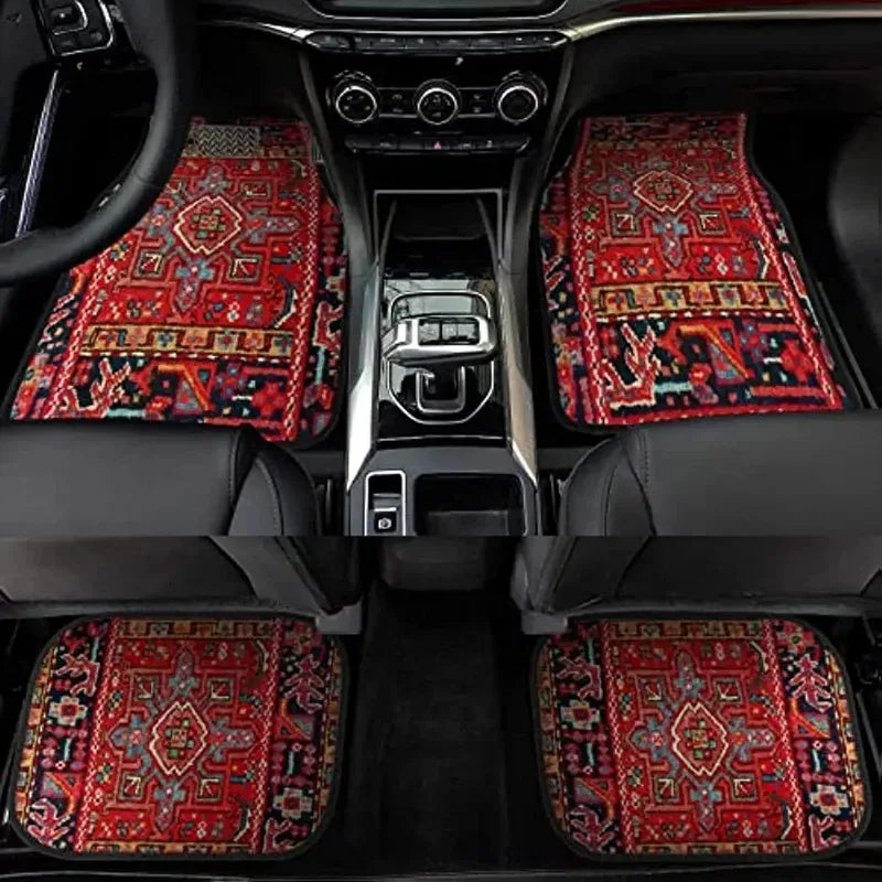 Car Floor Carpet Set of 4 Piece Persian Rug Design Auto Interior Floor Mats Durable Front & Rear Carpets for Car Truck S Quick Pick Grocers