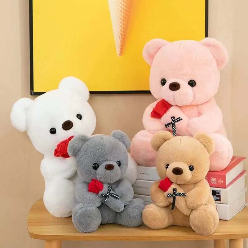 Cute Rose Bear Plush Toy Stuffed Animal Doll Romantic Gift for Girlfriend Valentines Day Birthday and Anniversary Present Quick Pick Grocers