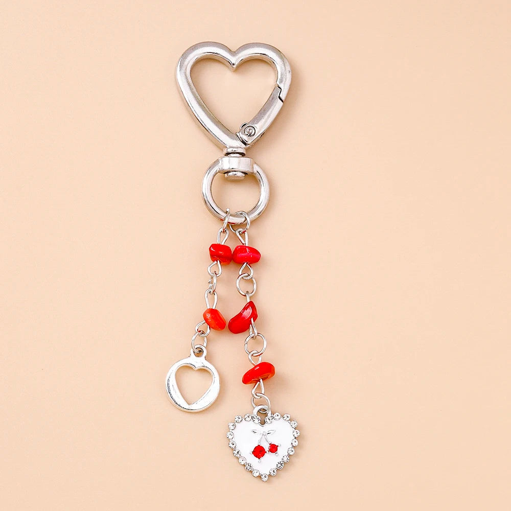 Cute Enamel Flower Butterfly Keychain Women Girls Love Heart Key Ring Pendants Handbag Decor DIY Handmade Jewelry Gifts Quick Pick Grocers