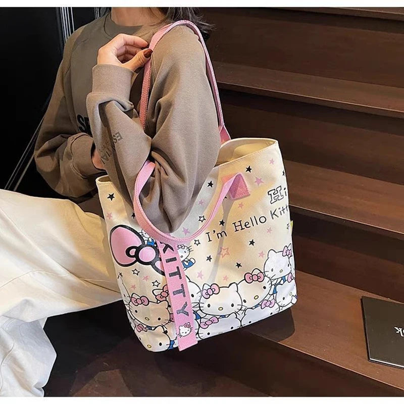 Sanrio Hello Kitty Large Capacity Shoulder Bag Cartoon Kt Cat Handbag Y2K Backpack Schoolbag Holiday Birthday Halloween Gifts Quick Pick Grocers
