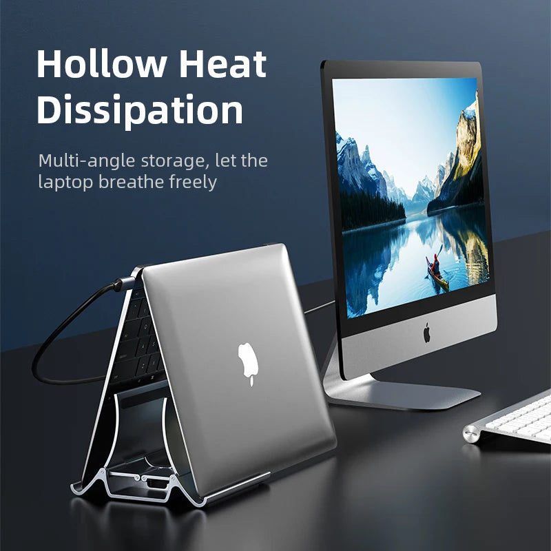 CABLETIME Vertical Laptop Stand Automatically Shrink Space-Saving Multifunctional Tablet Stand for MacBook Surface iPad Phone Quick Pick Grocers