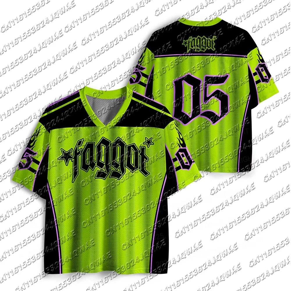 Y2K Hot Girl Cool And Stunning Faggot Stars Pride Sport Jersey Women's Street Fashion Hip-Hop Concert Short Sleeved T-Shirt Quick Pick Grocers