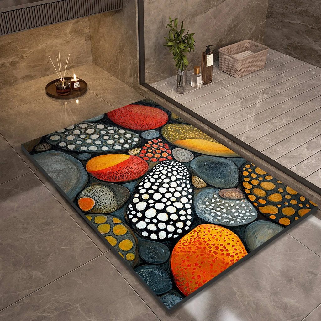 Stone Design Diatomite Bath Mat Bathroom Non-slip Shower Foot Mats Absorbent Quick Dry Toilet Rugs Carpet Doormat Washable Quick Pick Grocers