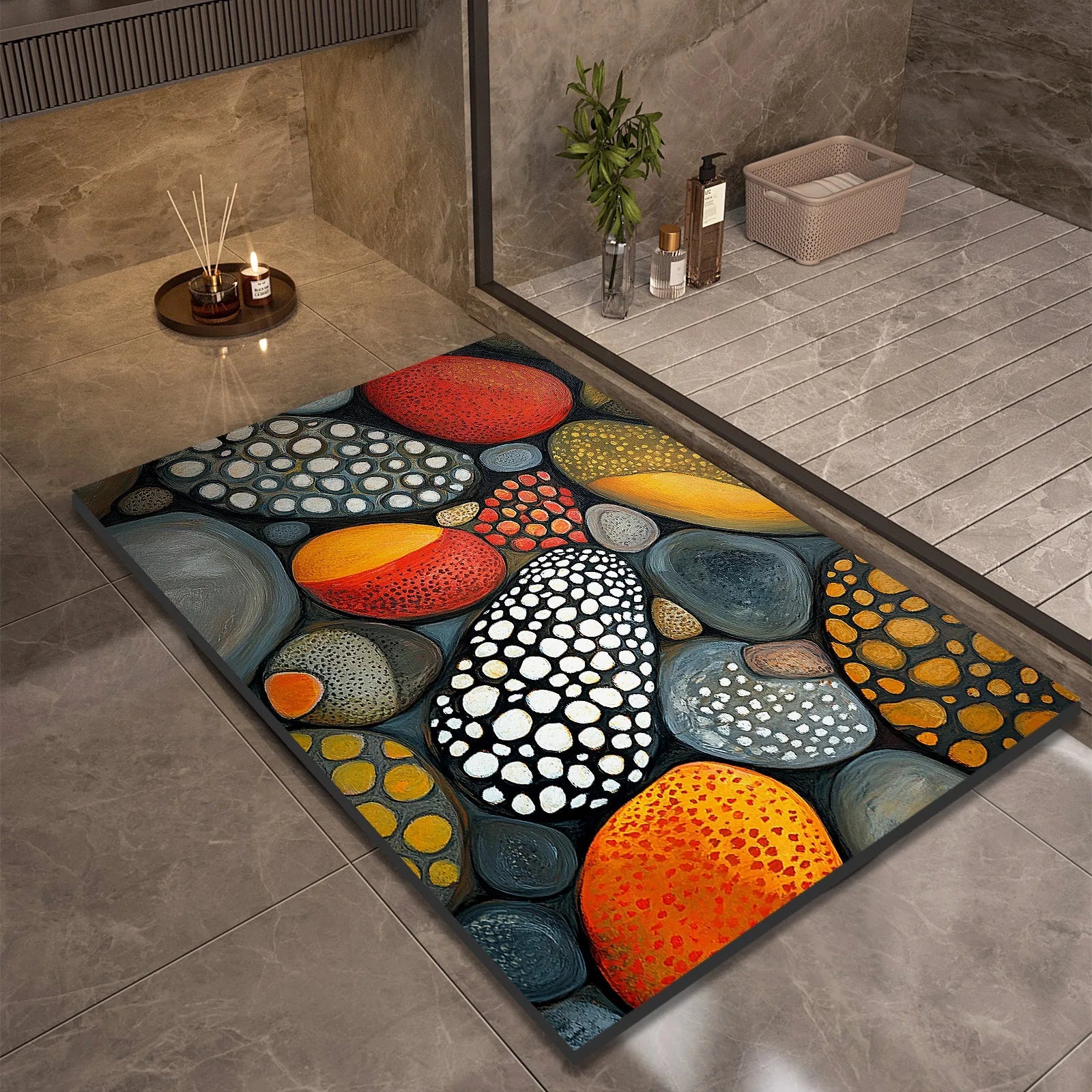 Stone Design Diatomite Bath Mat Bathroom Non-slip Shower Foot Mats Absorbent Quick Dry Toilet Rugs Carpet Doormat Washable Quick Pick Grocers