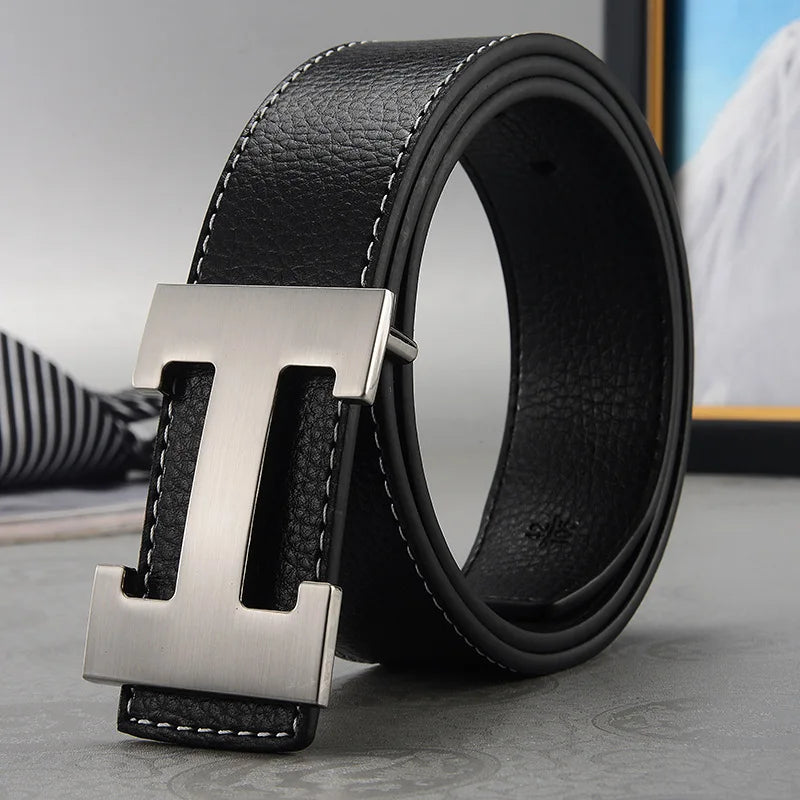 Width 3.8cm Famous Brand Belt Men Top Quality Genuine Luxury Leather Belts for Men Strap Metal Belt Fashion Women's Belt jeans Quick Pick Grocers