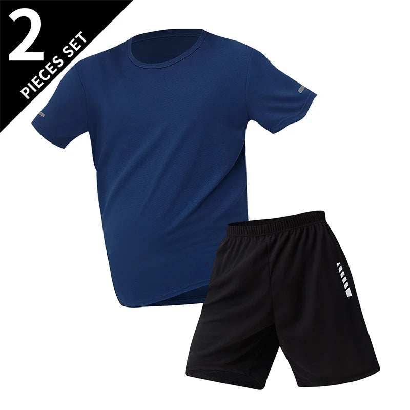 2/4/6 Pcs Plus Size Men's Quick-drying Short-sleeved Shorts Suit Men's Leisure Sports Running Fitness T-shirt Joker Shorts Teen Quick Pick Grocers