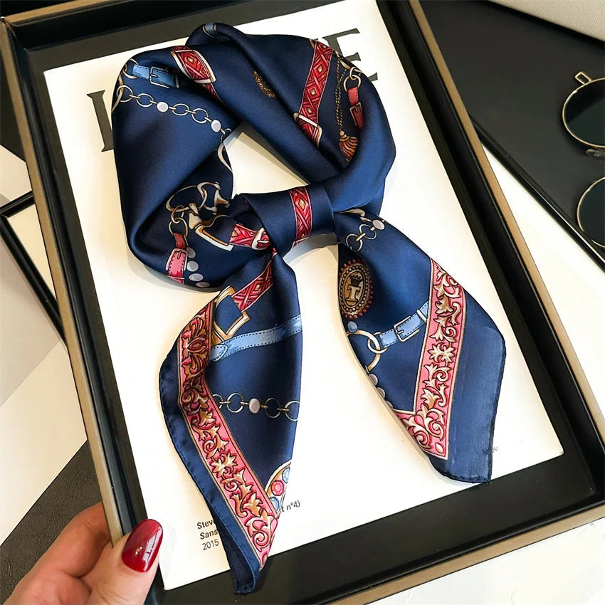 New Four Seasons Fashion Print Silk Square Scarf 70x70cm Fashionable Four Seasons Headband Luxury Sunscreen Shawl Bandannas Quick Pick Grocers