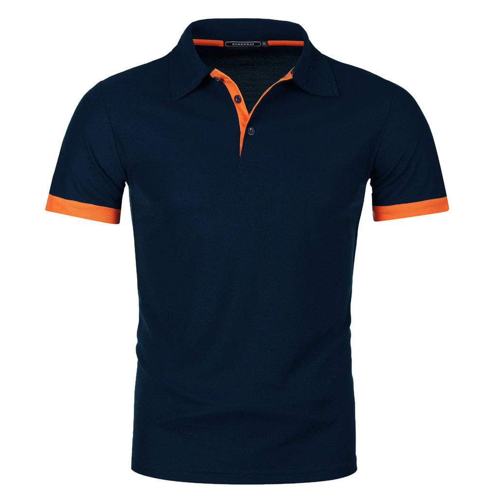 Men's short sleeve color matching fashion with men's lapel short sleeve Quick Pick Grocers