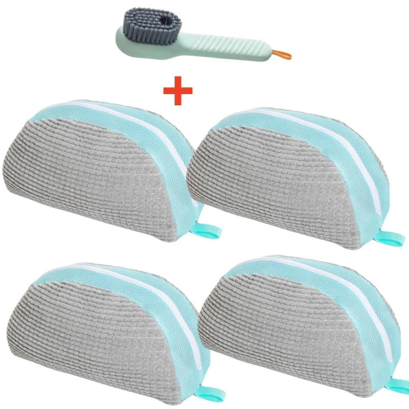 1/2/4PCS Shoe Washing Machine Bag with Liquid Shoe Brush Set Durable Laundry Shoe Bag and Soft Bristle Clean Brush for All Shoes Econic Blanks
