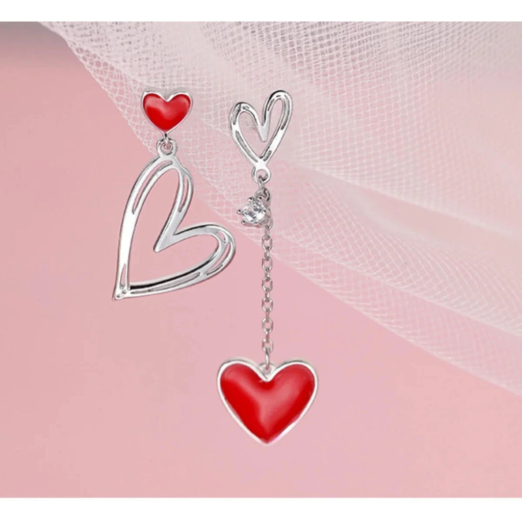 Korean Asymmetric Hollow Black Heart Dangle Earrings For Women Temperament Exaggerated Love Heart Drop Earrings Wedding Jewelry Econic Blanks