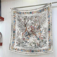 90Cm French Jungle Large Square Scarf Decorative Fashion Trend Flowers High Quality Twill Silk Travel Shawl Sunscreen Quick Pick Grocers